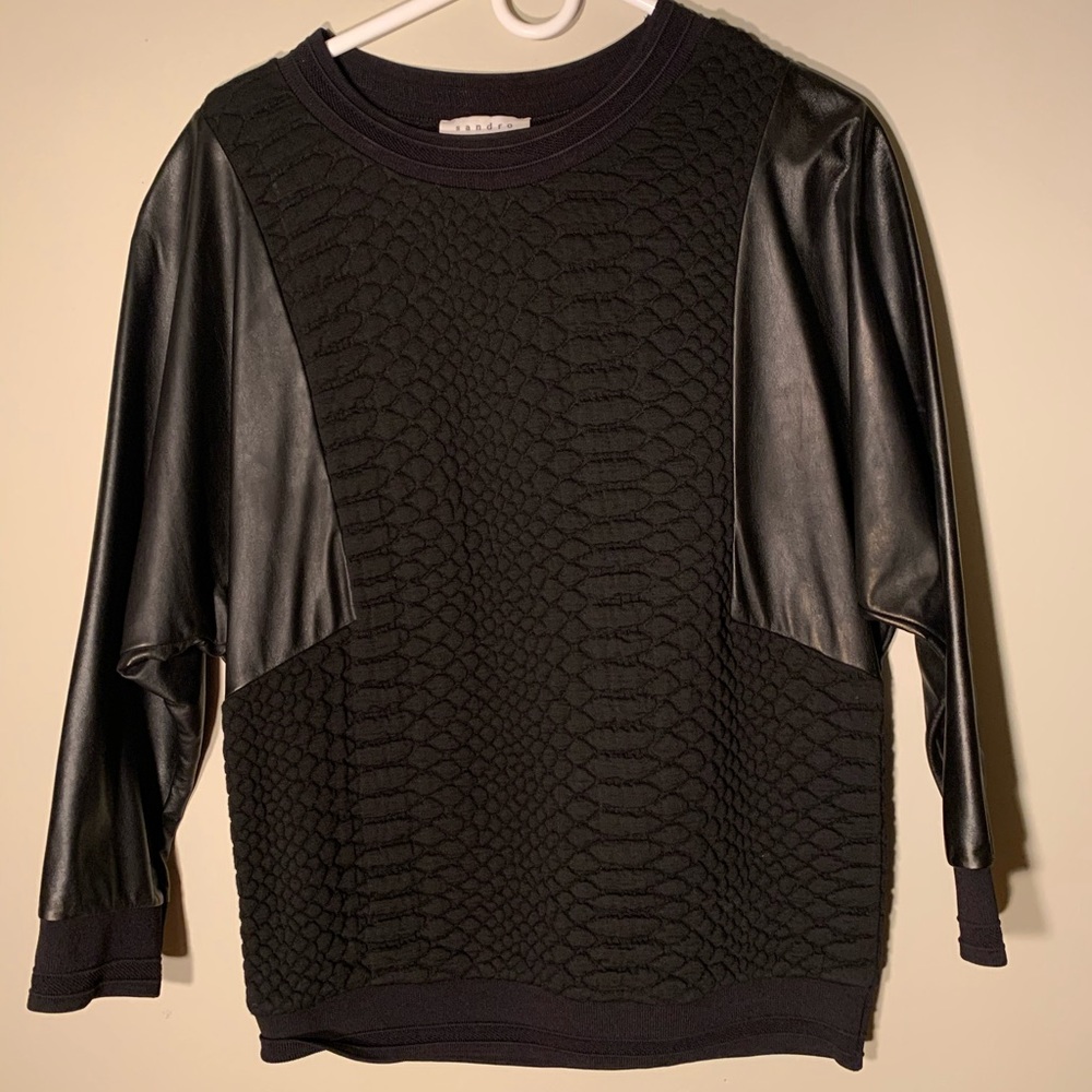 Faux leather sleeve top